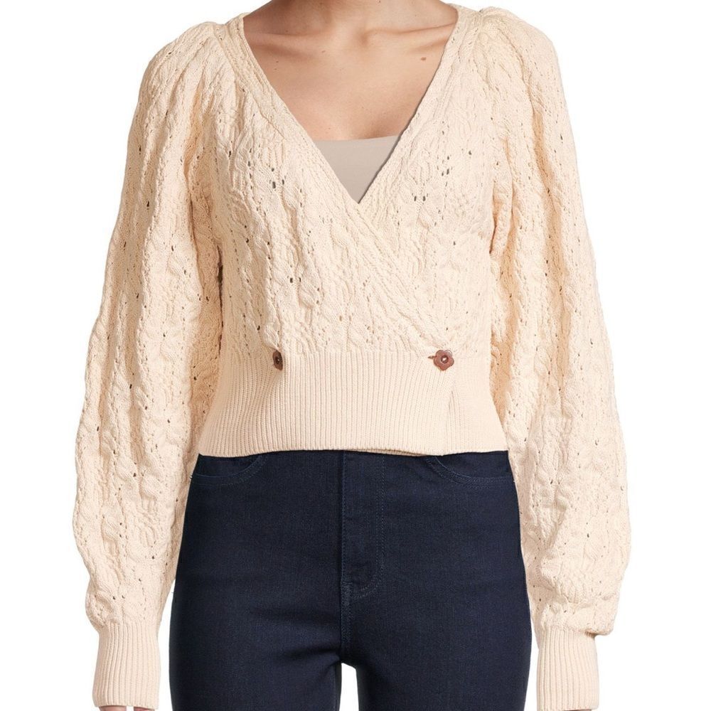 Free People faux wrap cotton cardigan XS